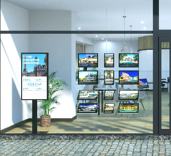 Affichage vitrine lumineux pour agence immobiliere