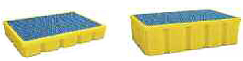 Bac De Rétention PEHD 100L - 1200x800x175mm - Jaune/Noir - Pour Produits Chimiques Et Liquides Dangereux